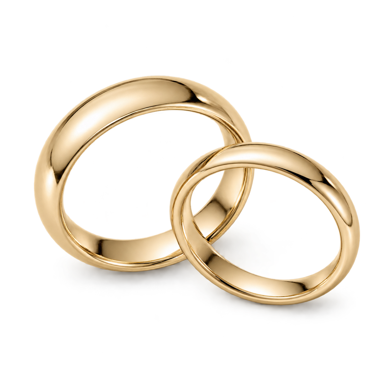 Two overlapping gold wedding bands